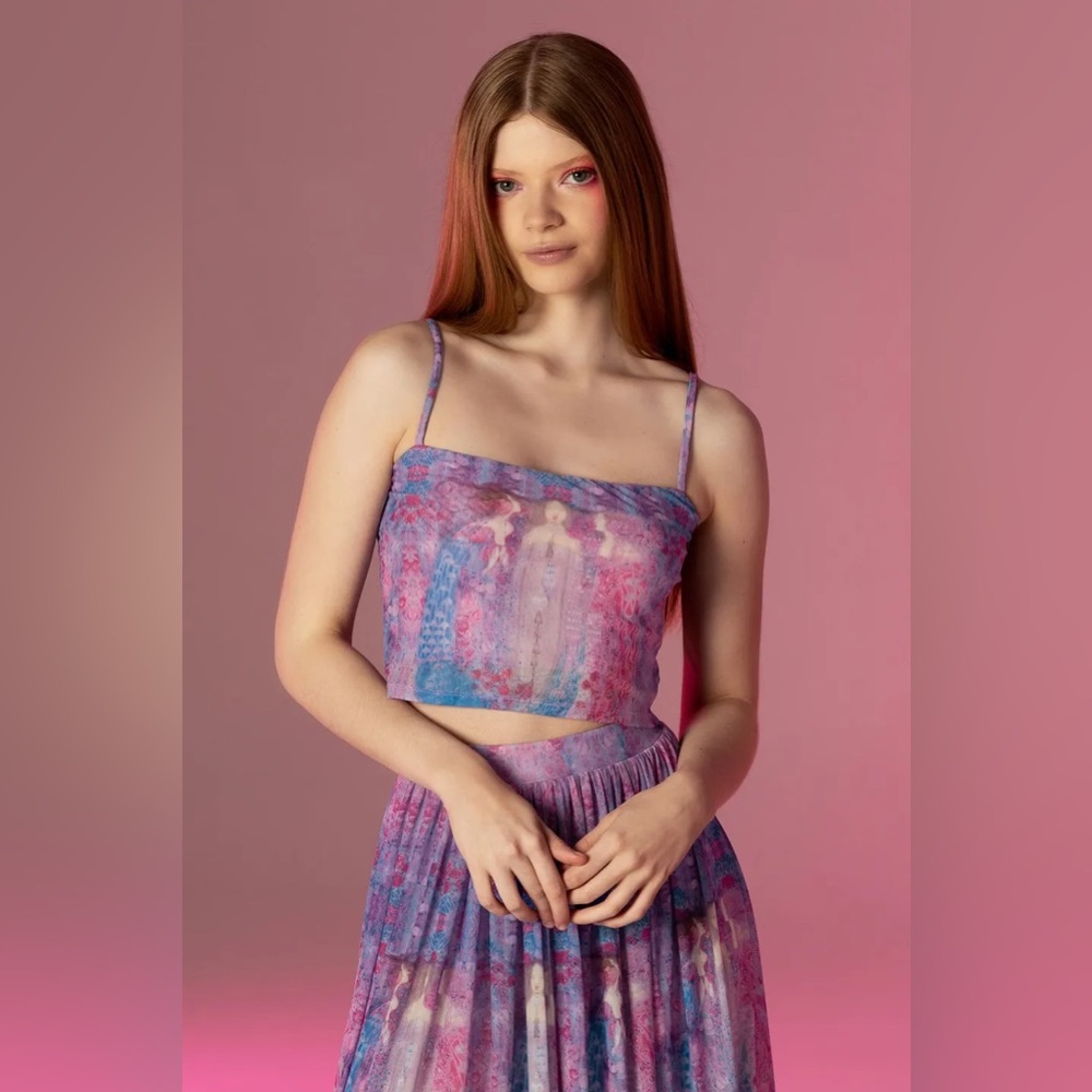 BLACKMILK The Three Perfumes Sheer Cropped CAMI! Mesh Wearable Art Romantic
